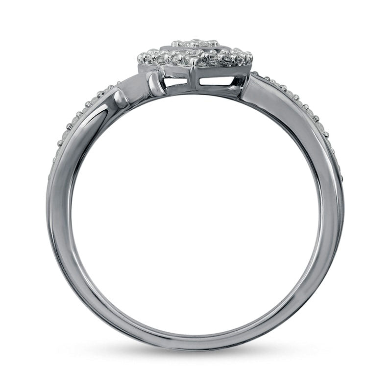 0.25 CT. T.W. Composite Pear-Shaped Natural Diamond Frame Bypass Promise Ring in Solid 10K White Gold