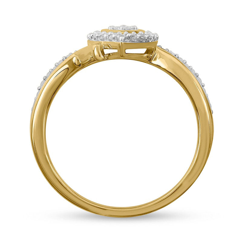 0.25 CT. T.W. Composite Pear-Shaped Natural Diamond Frame Bypass Promise Ring in Solid 10K Yellow Gold