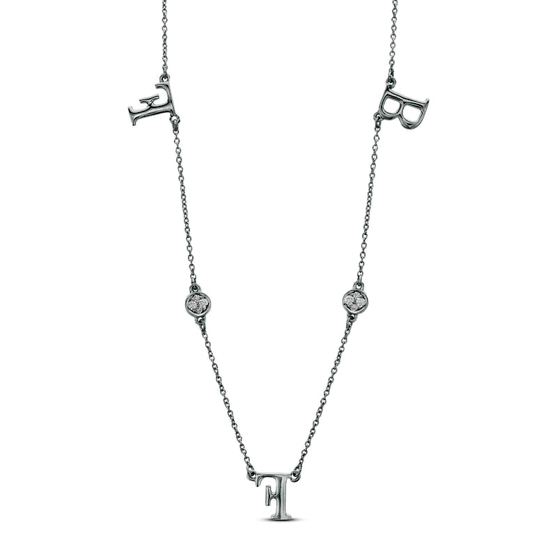 0.1 CT. T.W. Natural Diamond BFF" Station Necklace in Sterling Silver"