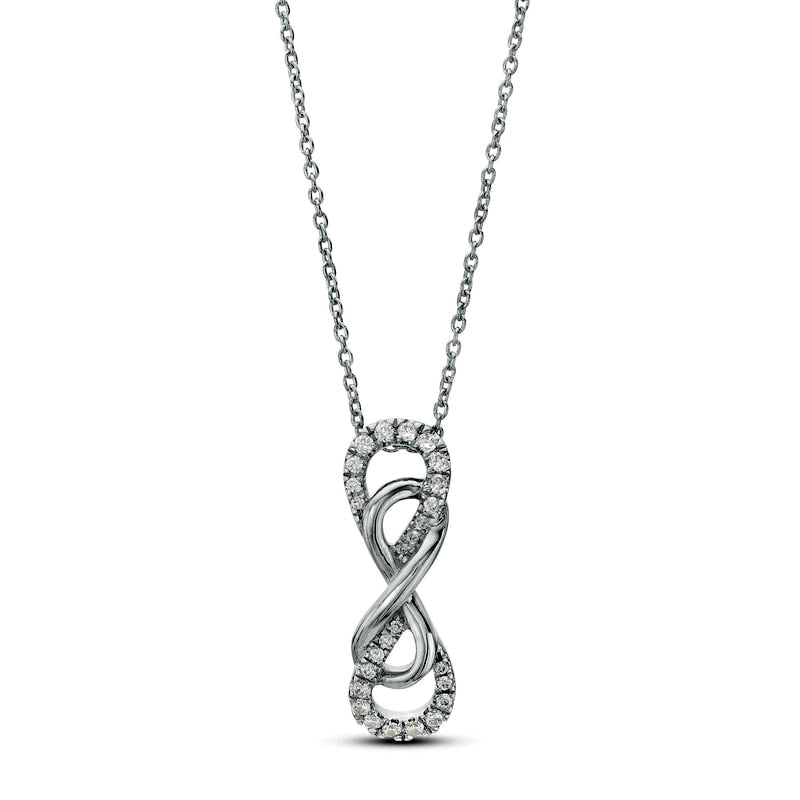 0.17 CT. T.W. Natural Diamond Double Infinity Vertical Drop Pendant in Sterling Silver