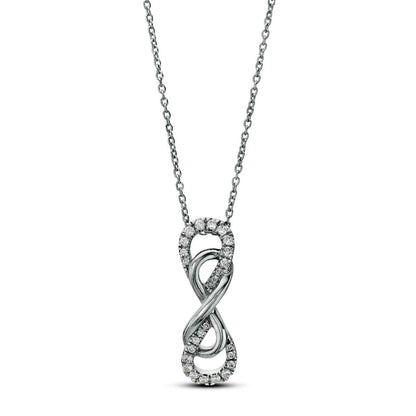 0.17 CT. T.W. Natural Diamond Double Infinity Vertical Drop Pendant in Sterling Silver