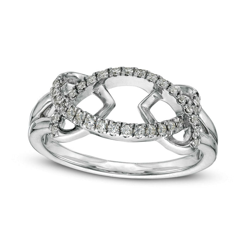 0.25 CT. T.W. Natural Diamond Double Heart Crossover Loop Ring in Sterling Silver
