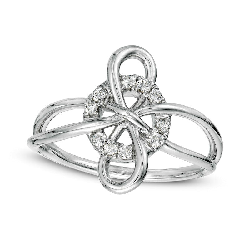 0.17 CT. T.W. Natural Diamond Intertwined Circle and Infinity Loop Ring in Sterling Silver