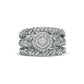 0.50 CT. T.W. Natural Diamond Double Frame Spiral Three Piece Bridal Engagement Ring Set in Solid 10K White Gold (J/I3)