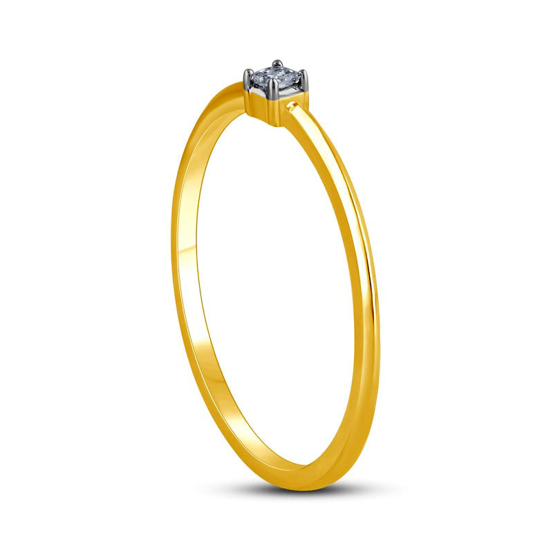 0.05 CT. Princess-Cut Natural Clarity Enhanced Diamond Solitaire Promise Ring in Solid 10K Yellow Gold