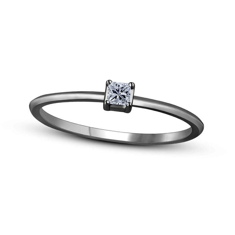 0.05 CT. Princess-Cut Natural Clarity Enhanced Diamond Solitaire Promise Ring in Solid 10K White Gold