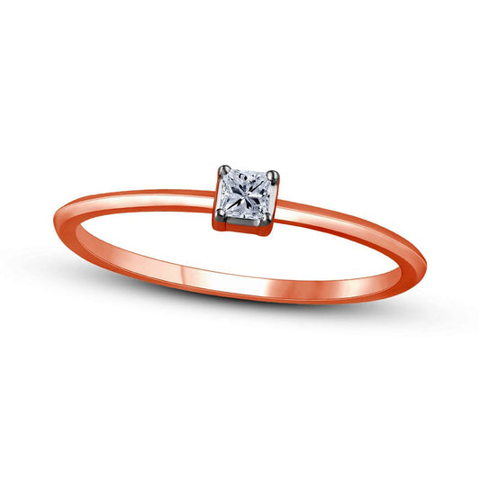 0.05 CT. Princess-Cut Natural Clarity Enhanced Diamond Solitaire Promise Ring in Solid 10K Rose Gold