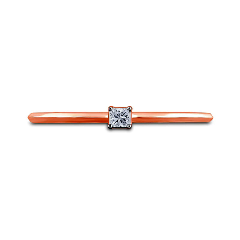 0.05 CT. Princess-Cut Natural Clarity Enhanced Diamond Solitaire Promise Ring in Solid 10K Rose Gold