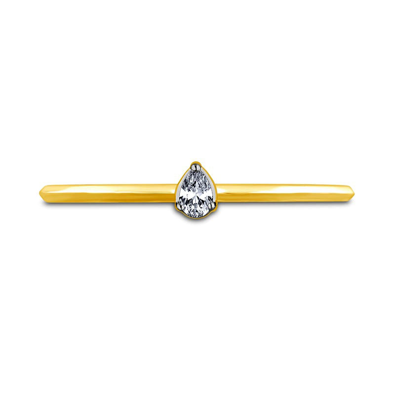 0.05 CT. Pear-Shaped Natural Clarity Enhanced Diamond Solitaire Promise Ring in Solid 10K Yellow Gold