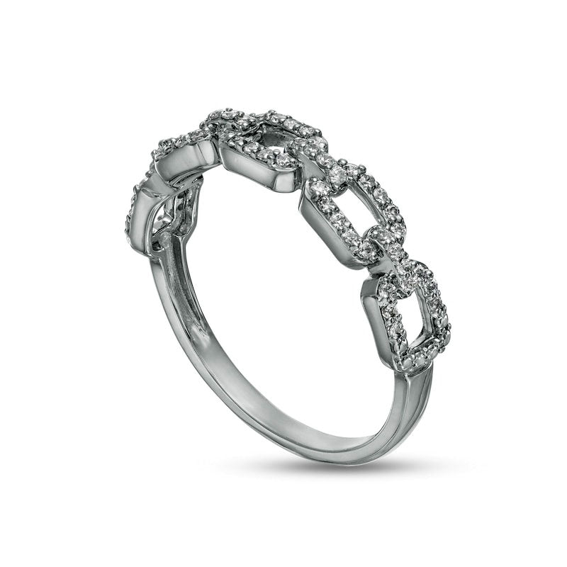 0.25 CT. T.W. Natural Diamond Chain Link Ring in Solid 10K White Gold