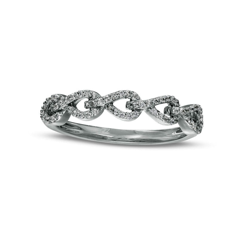 0.17 CT. T.W. Natural Diamond Loop Knot Ring in Solid 10K White Gold