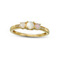 Opal and Natural Diamond Accent Three Stone Ring in Solid 10K Yellow Gold
