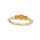 Citrine and Natural Diamond Accent Three Stone Ring in Solid 10K Yellow Gold