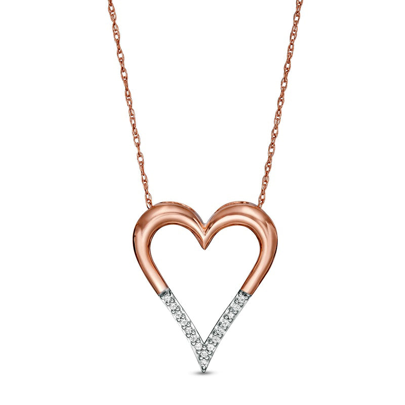 0.05 CT. T.W. Natural Diamond Elongated Heart Pendant in 10K Rose Gold