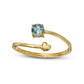 4.0mm Aquamarine and Polished Heart Open Wrap Ring in Solid 10K Yellow Gold