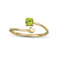 4.0mm Peridot and Polished Heart Open Wrap Ring in Solid 10K Yellow Gold