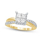 1.0 CT. T.W. Quad Princess-Cut Natural Diamond Hidden Halo Twist Shank Engagement Ring in Solid 10K Yellow Gold (I/I2)