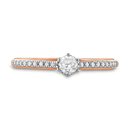 0.33 CT. T.W. Natural Diamond Hidden Halo Cathedral Engagement Ring in Solid 10K Rose Gold (I/I2)