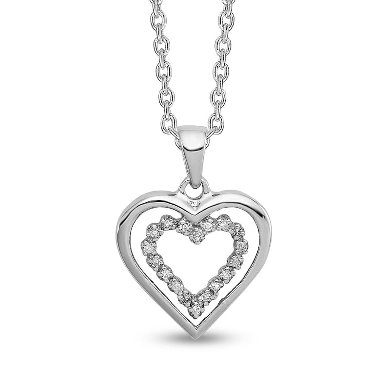 0.07 CT. T.W. Natural Diamond Double Heart Pendant in Sterling Silver