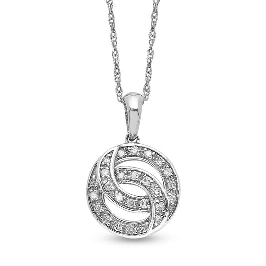 0.07 CT. T.W. Natural Diamond Interlocking Circles Drop Pendant in Sterling Silver