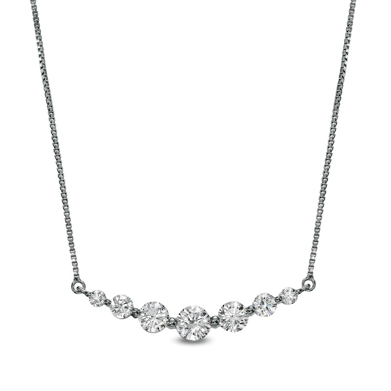 1 CT. T.W. Certified Lab-Created Diamond Graduated Necklace in 14K White Gold (F/SI2)