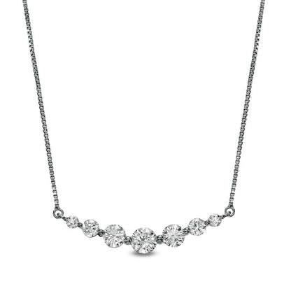 1 CT. T.W. Certified Lab-Created Diamond Graduated Necklace in 14K White Gold (F/SI2)