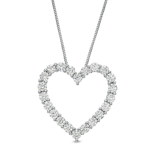 2 CT. T.W. Certified Lab-Created Diamond Heart Necklace in 14K White Gold (F/SI2)