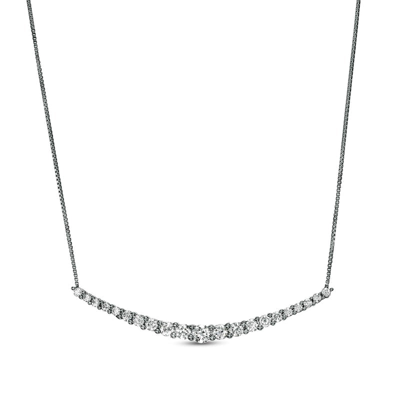 1 CT. T.W. Certified Lab-Created Diamond Graduated Curved Necklace in 14K White Gold (F/SI2)