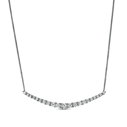1 CT. T.W. Certified Lab-Created Diamond Graduated Curved Necklace in 14K White Gold (F/SI2)