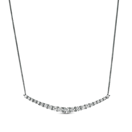 1 CT. T.W. Certified Lab-Created Diamond Graduated Curved Necklace in 14K White Gold (F/SI2)