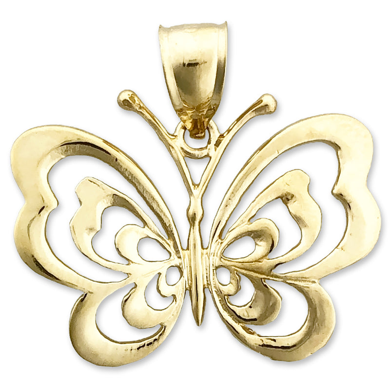 14K Gold 27MM Butterfly Pendant