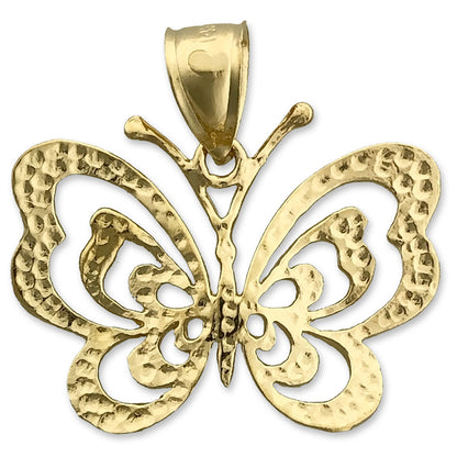 14K Gold 27MM Butterfly Pendant