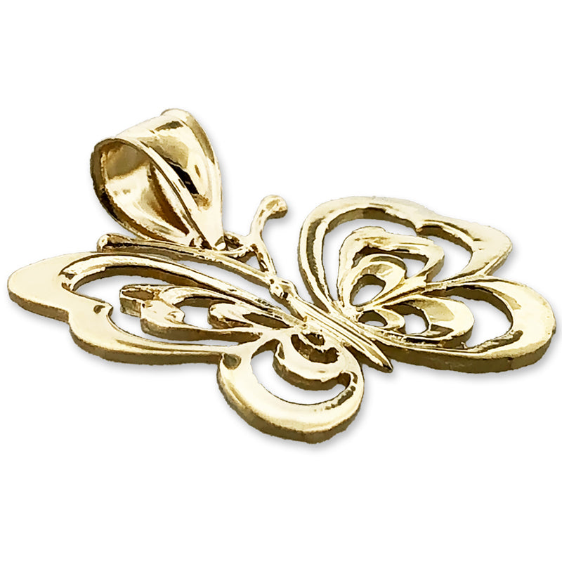 14K Gold 27MM Butterfly Pendant