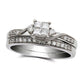 Previously Owned - 0.33 CT. T.W. Princess-Cut Quad Natural Diamond Bridal Engagement Ring Set in Solid 10K White Gold