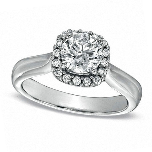Previously Owned - 1.25 CT. T.W. Natural Diamond Frame Engagement Ring in Solid 14K White Gold