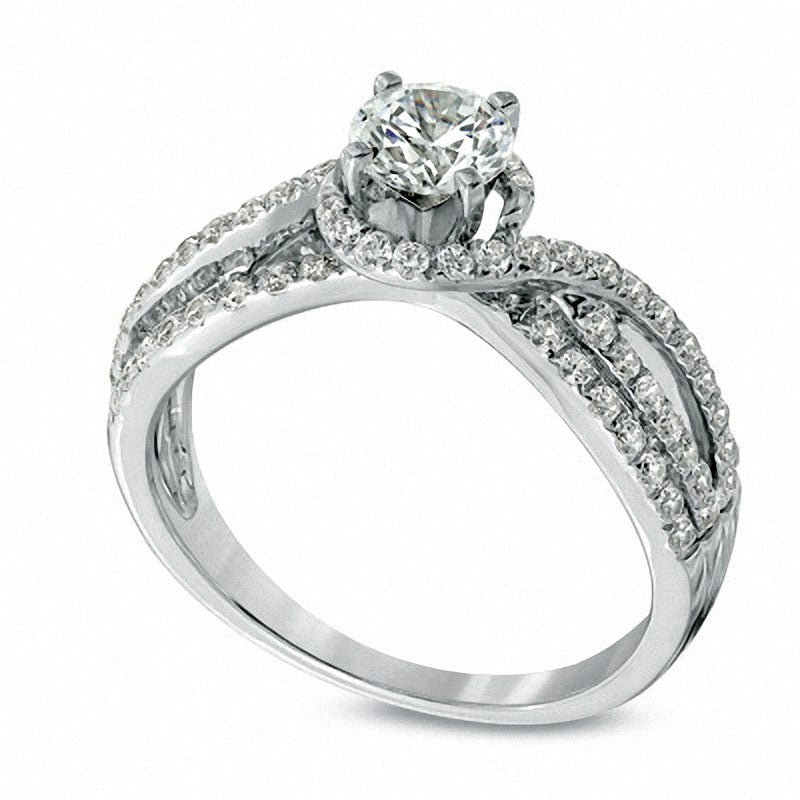 Previously Owned - 1.0 CT. T.W. Natural Diamond Swirl Engagement Ring in Solid 14K White Gold