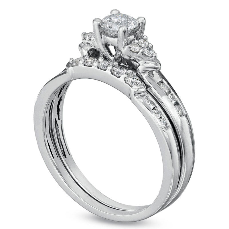Previously Owned - 0.75 CT. T.W. Natural Diamond Bridal Engagement Ring Set in Solid 14K White Gold