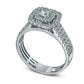 Previously Owned - 1.0 CT. T.W. Natural Diamond Double Frame Triple Row Engagement Ring in Solid 14K White Gold