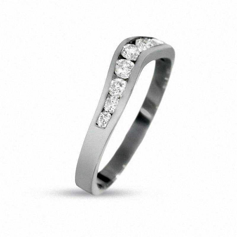 Previously Owned - 0.38 CT. T.W. Natural Diamond Contour Band in Solid 14K White Gold