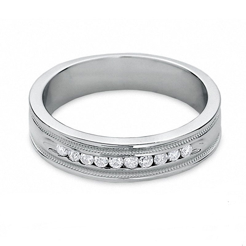Previously Owned - Men's 0.25 CT. T.W. Natural Diamond Eleven Stone Ring in Solid 14K White Gold