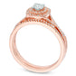 Previously Owned - 0.50 CT. T.W. Natural Diamond Double Square Frame Twist Bridal Engagement Ring Set in Solid 14K Rose Gold