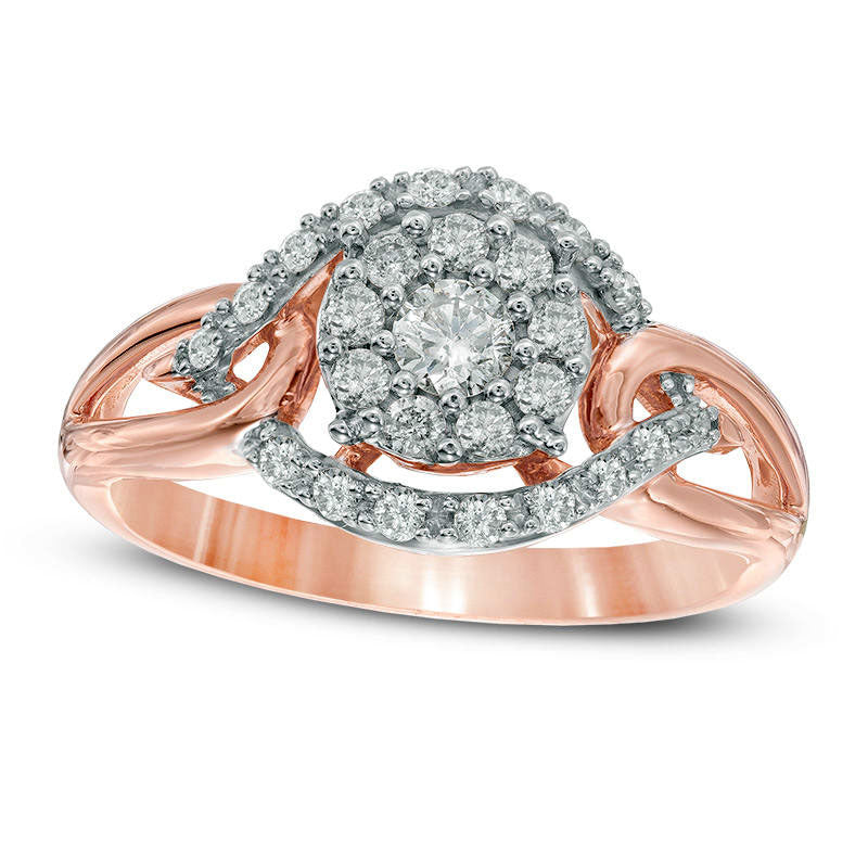 Previously Owned - 0.50 CT. T.W. Natural Diamond Open Cluster Ring in Solid 10K Rose Gold