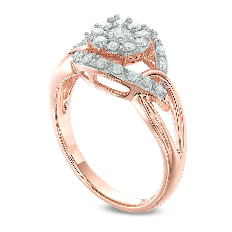 Previously Owned - 0.50 CT. T.W. Natural Diamond Open Cluster Ring in Solid 10K Rose Gold