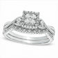 Previously Owned - 0.33 CT. T.W. Quad Natural Diamond Frame Twist Shank Bridal Engagement Ring Set in Solid 10K White Gold