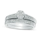 Previously Owned - 0.50 CT. T.W. Natural Diamond Flower Bridal Engagement Ring Set in Solid 10K White Gold