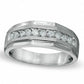 Previously Owned - Men's 1.20 CT. T.W. Natural Diamond Satin Wedding Band in Solid 10K White Gold
