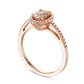 Previously Owned - Oval Morganite and 0.17 CT. T.W. Natural Diamond Frame Ring in Solid 14K Rose Gold