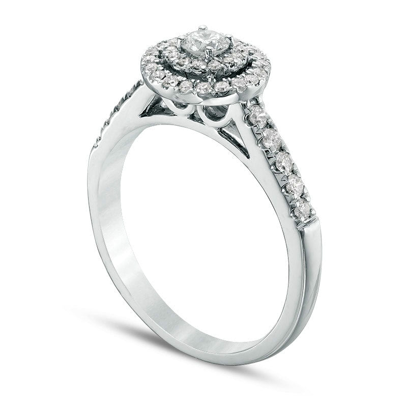 Previously Owned - 0.50 CT. T.W. Natural Diamond Double Frame Engagement Ring in Solid 14K White Gold