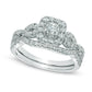 Previously Owned - 1.0 CT. T.W. Princess-Cut Natural Diamond Frame Twist Bridal Engagement Ring Set in Solid 14K White Gold