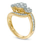 Previously Owned - 1- 0.50 CT. T.W. Natural Diamond Three Stone Cluster Bypass Ring in Solid 14K Gold